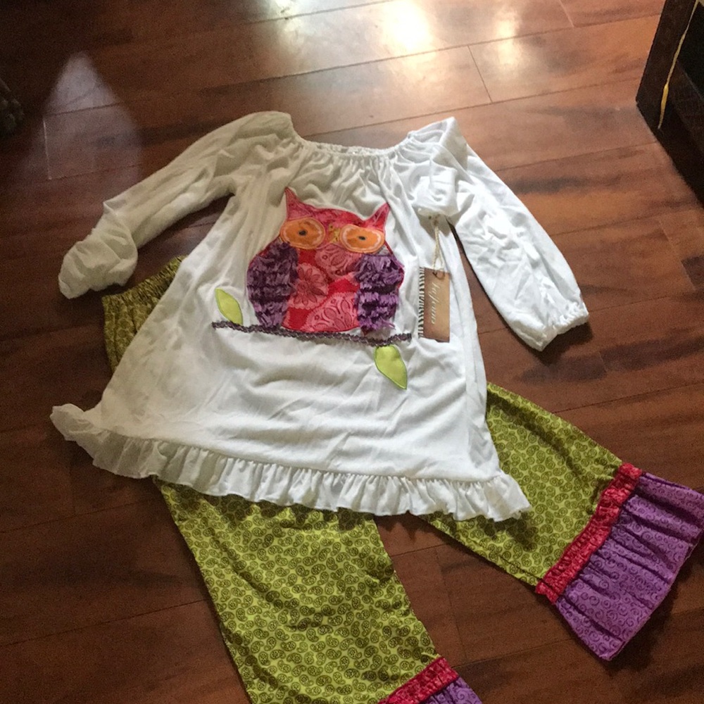 Girls outfit pants shirt 👕 with 🦉
